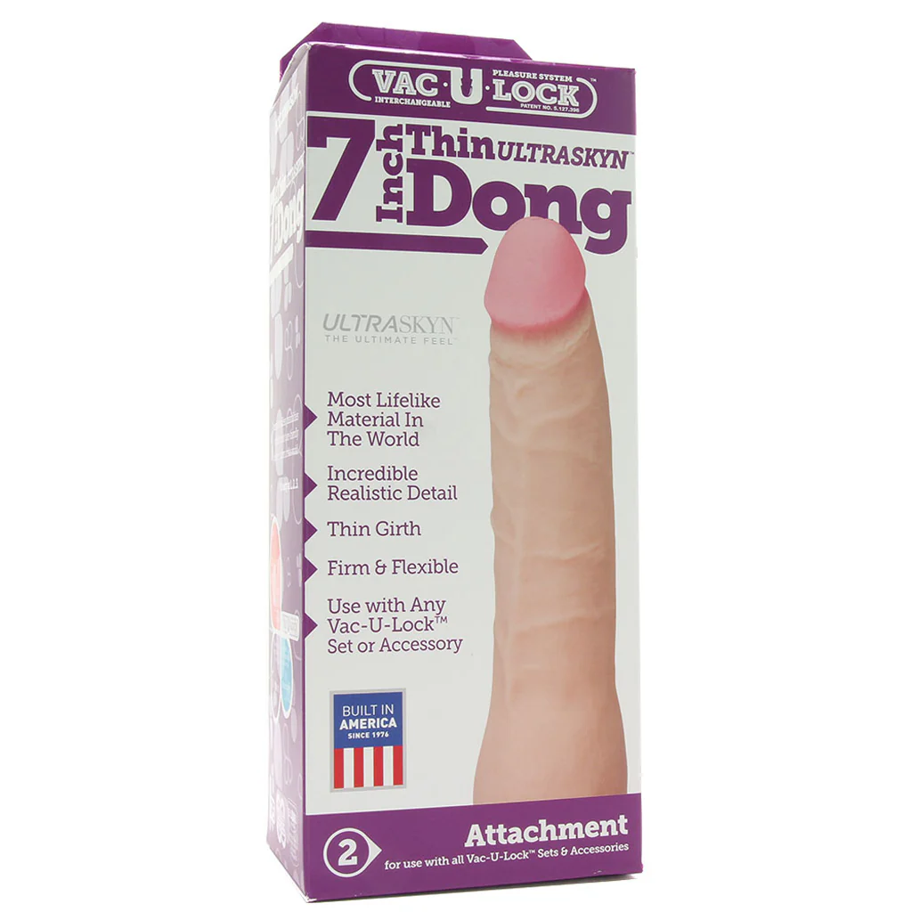 7 Inch Thin ULTRASKYN Vac-U-Lock Dildo in White - Image 6