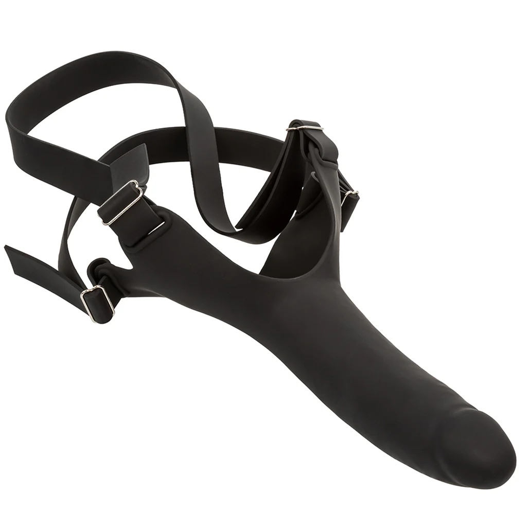 Accommodator Silicone Chin Strap Dildo in Black - Image 2