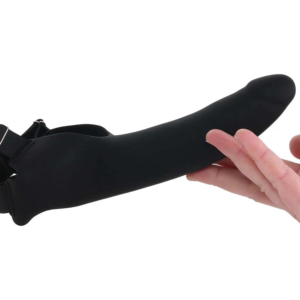 Accommodator Silicone Chin Strap Dildo in Black - Image 4