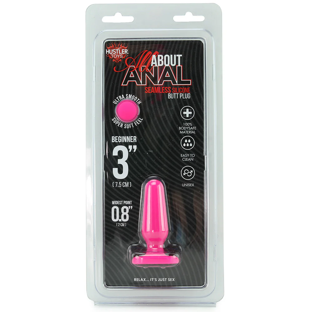 All About Anal Seamless Silicone 3 Inch Butt Plug in Pink - Image 6