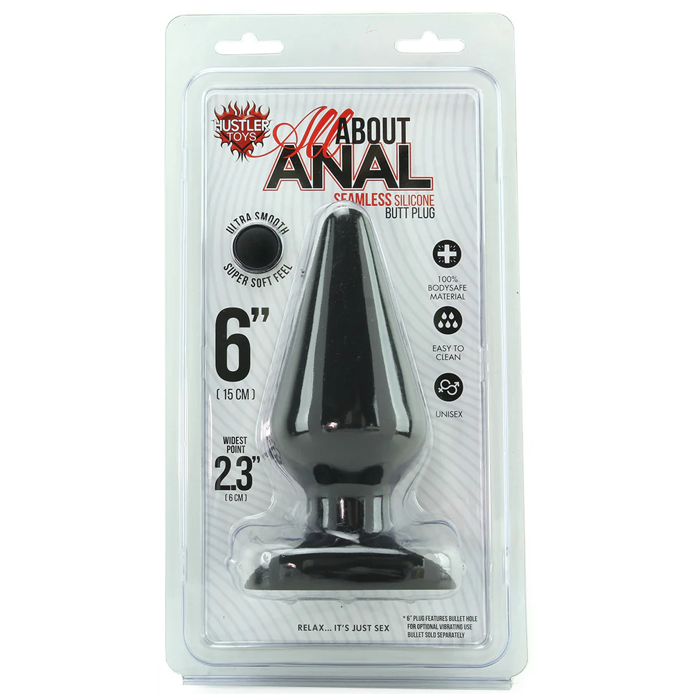 All About Anal Seamless Silicone 6 Inch Butt Plug in Black - Image 6