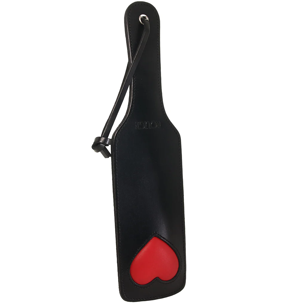 Black Leather Red Heart Paddle - Image 6