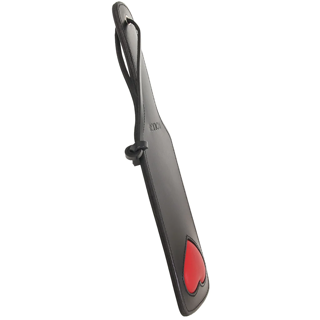 Black Leather Red Heart Paddle - Image 7