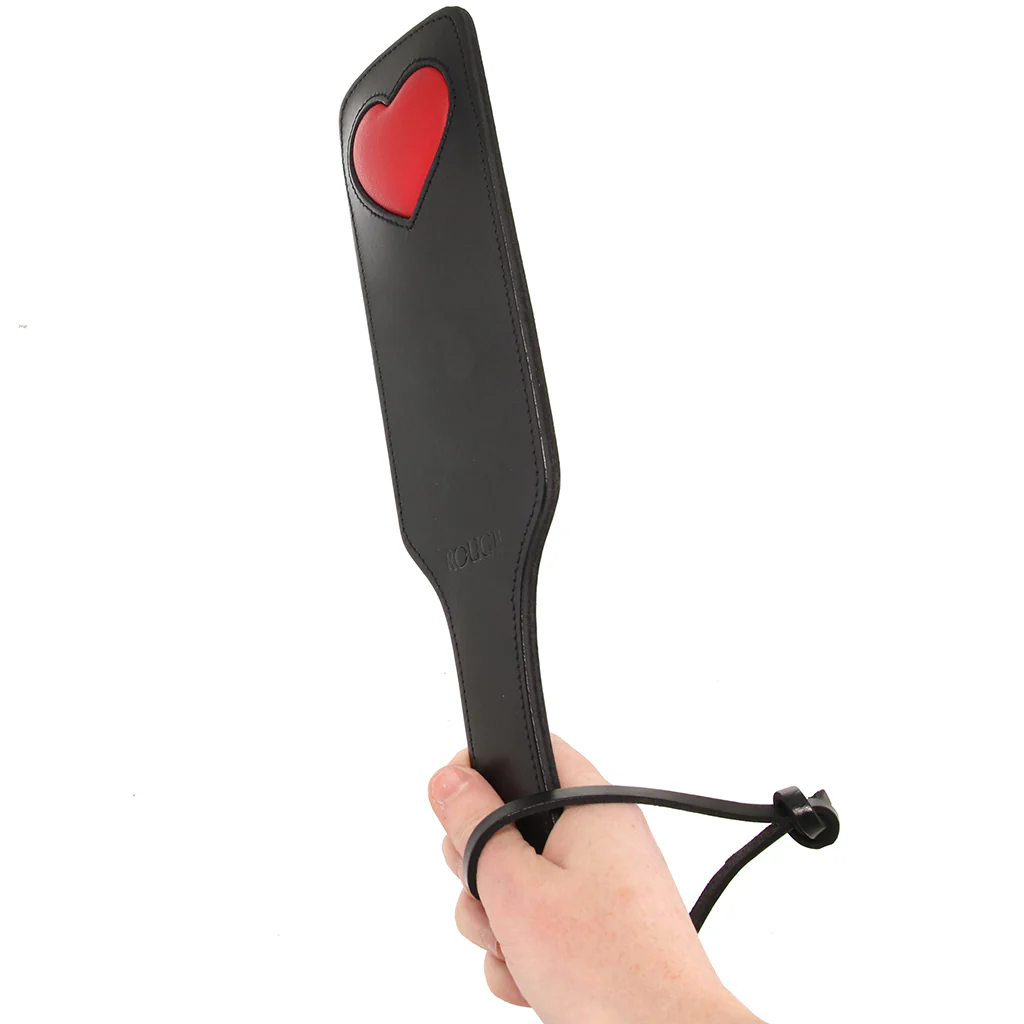 Black Leather Red Heart Paddle - Image 8