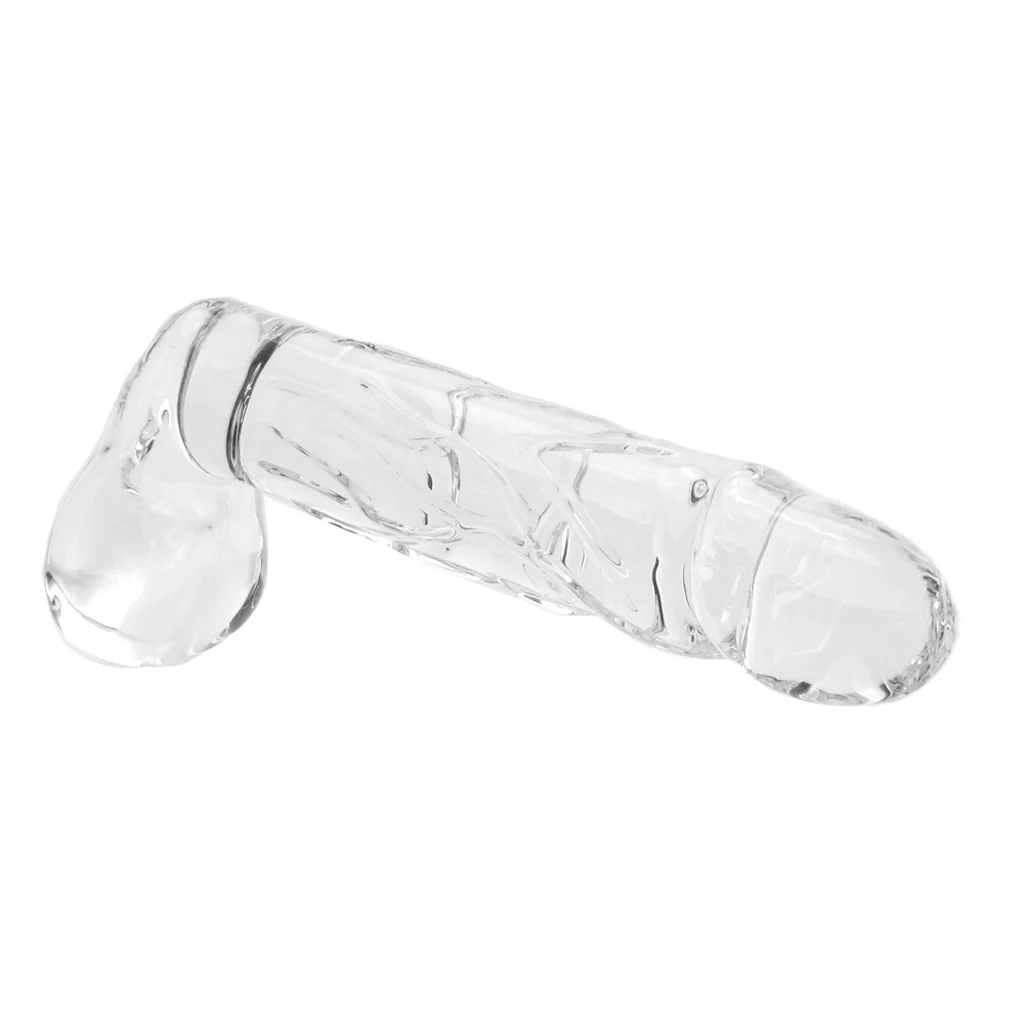 Blown Large Realistic Glass Dildo in Clear - Image 3