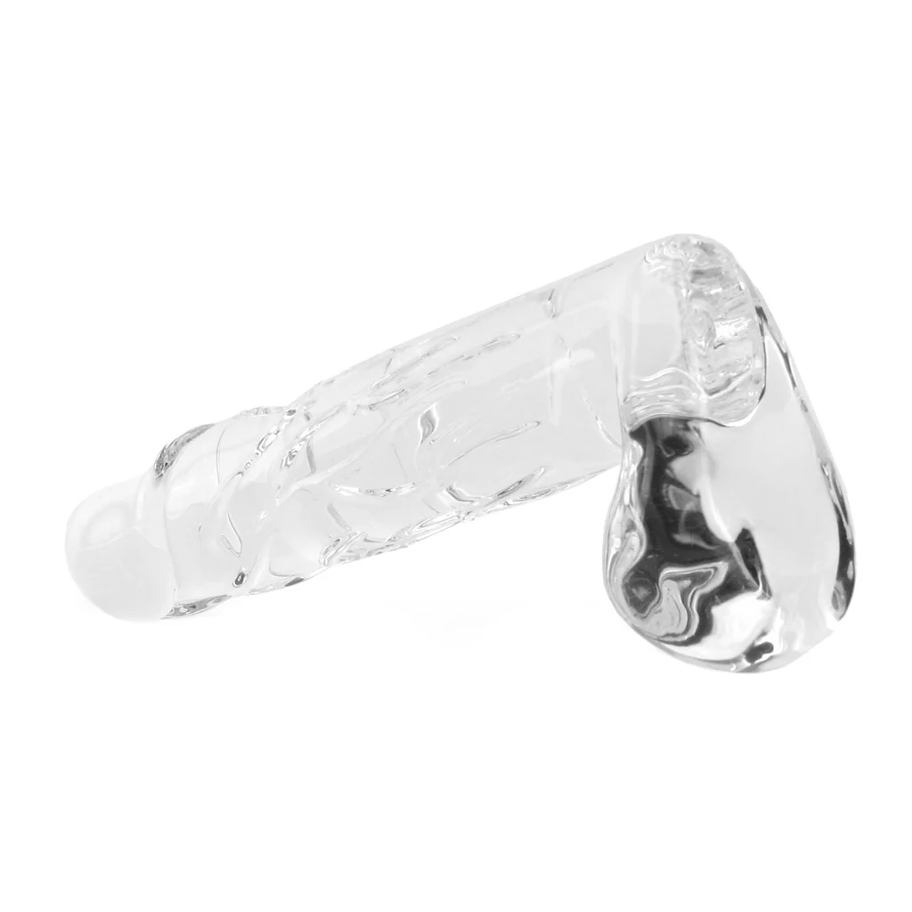 Blown Large Realistic Glass Dildo in Clear - Image 5