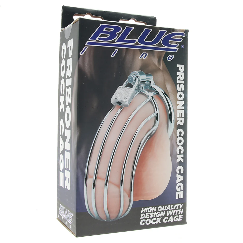 Blue Line Prisoner Cock Cage in Silver - Image 6
