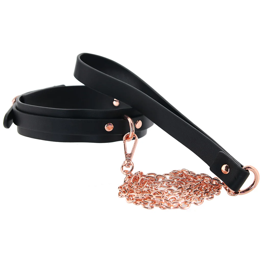 Bondage Couture Collar & Leash in Rose Gold - Image 4