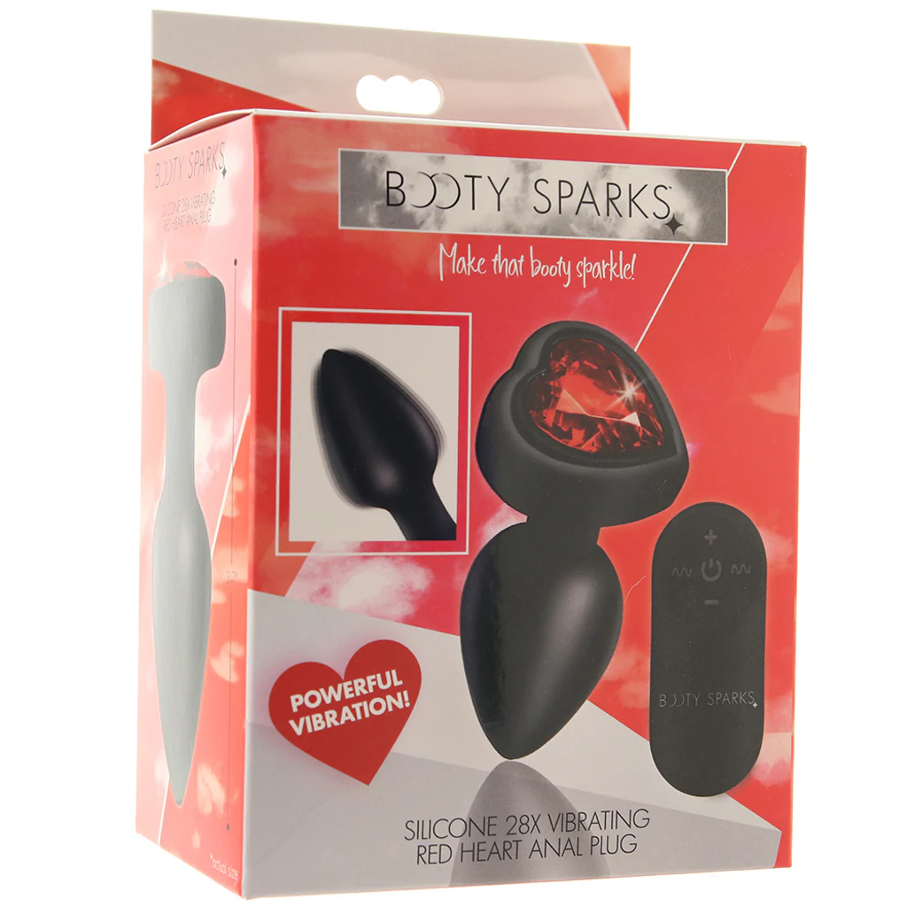 Booty Sparks Red Heart Gem Vibrating Anal Plug in Small - Image 6