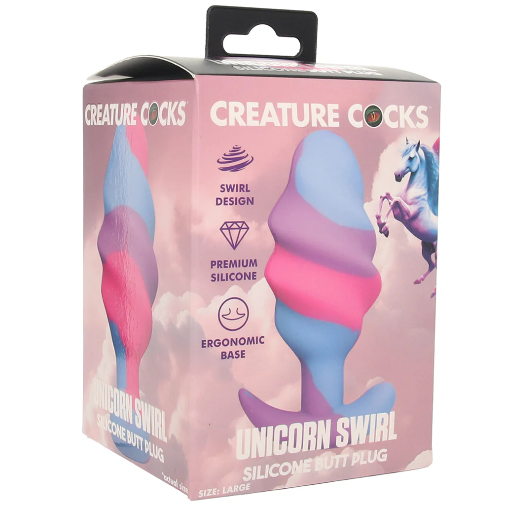 Creature Cocks Unicorn Swirl Silicone Butt Plug in Large - Image 6