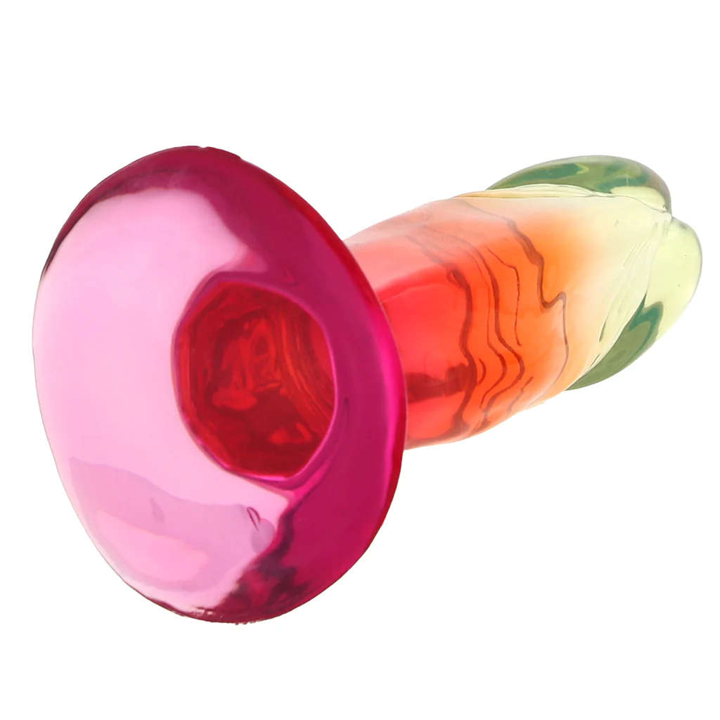 Crystal Jellies 4.5 Inch Classic Dildo in Rainbow - Image 5