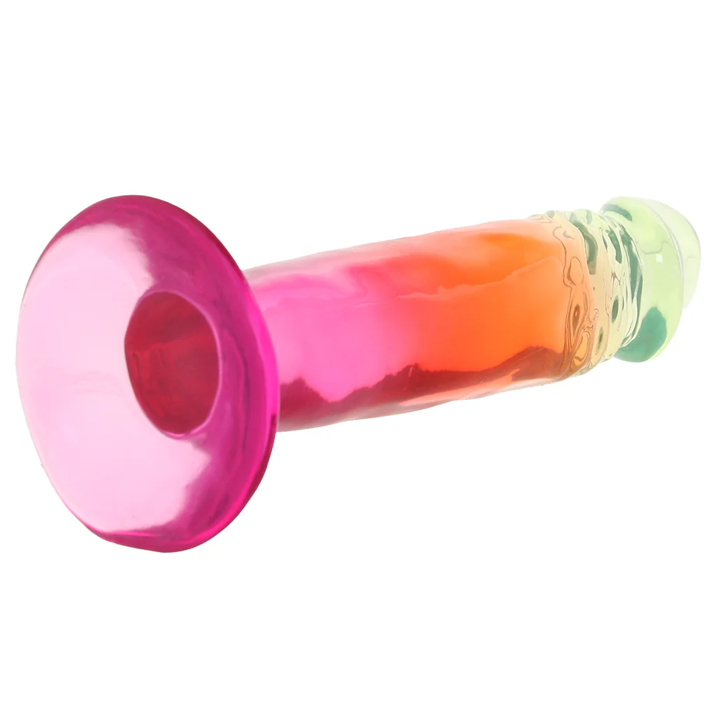 Crystal Jellies 6.5 Inch Classic Dildo in Rainbow - Image 5