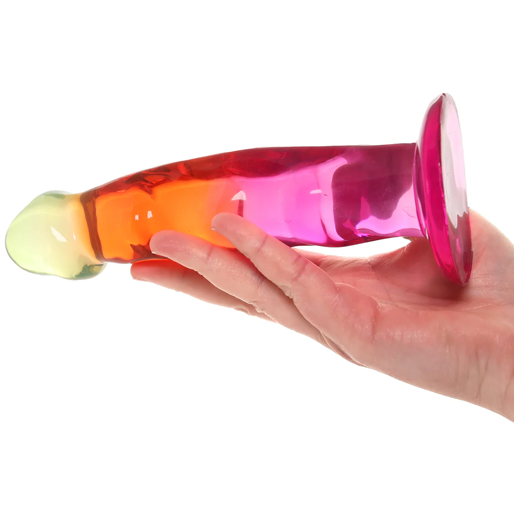 Crystal Jellies 7.5 Inch Ripple Classic Dildo in Rainbow - Image 4