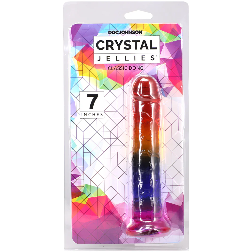Crystal Jellies 7 Inch Classic Dildo in Rainbow - Image 9