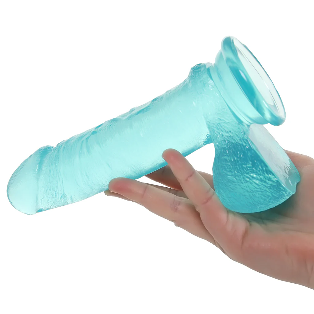 Crystal Jellies 7 Inch Realistic Cock with Balls in Teal - Image 4