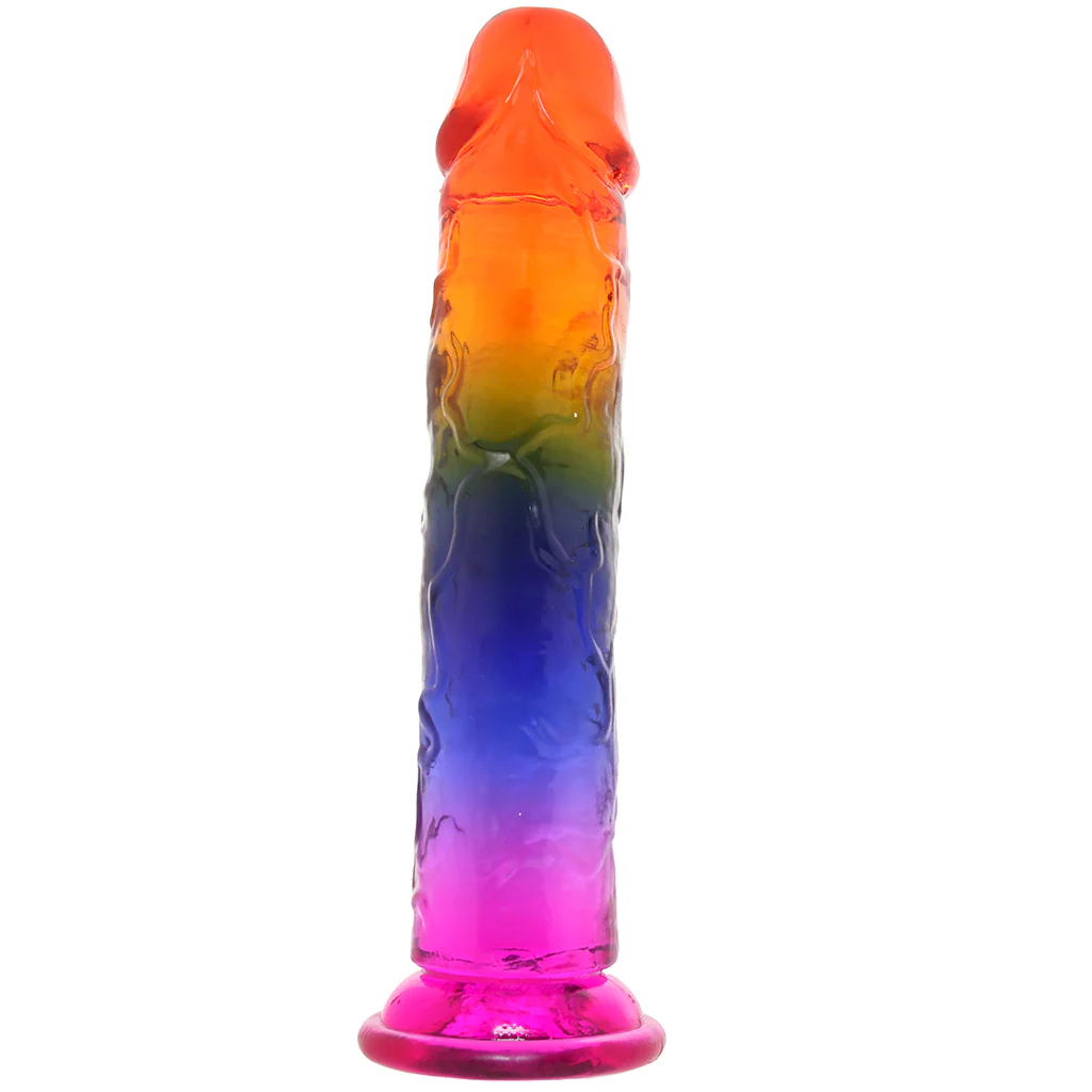 Crystal Jellies 8.5 Inch Classic Dildo in Rainbow - Image 3