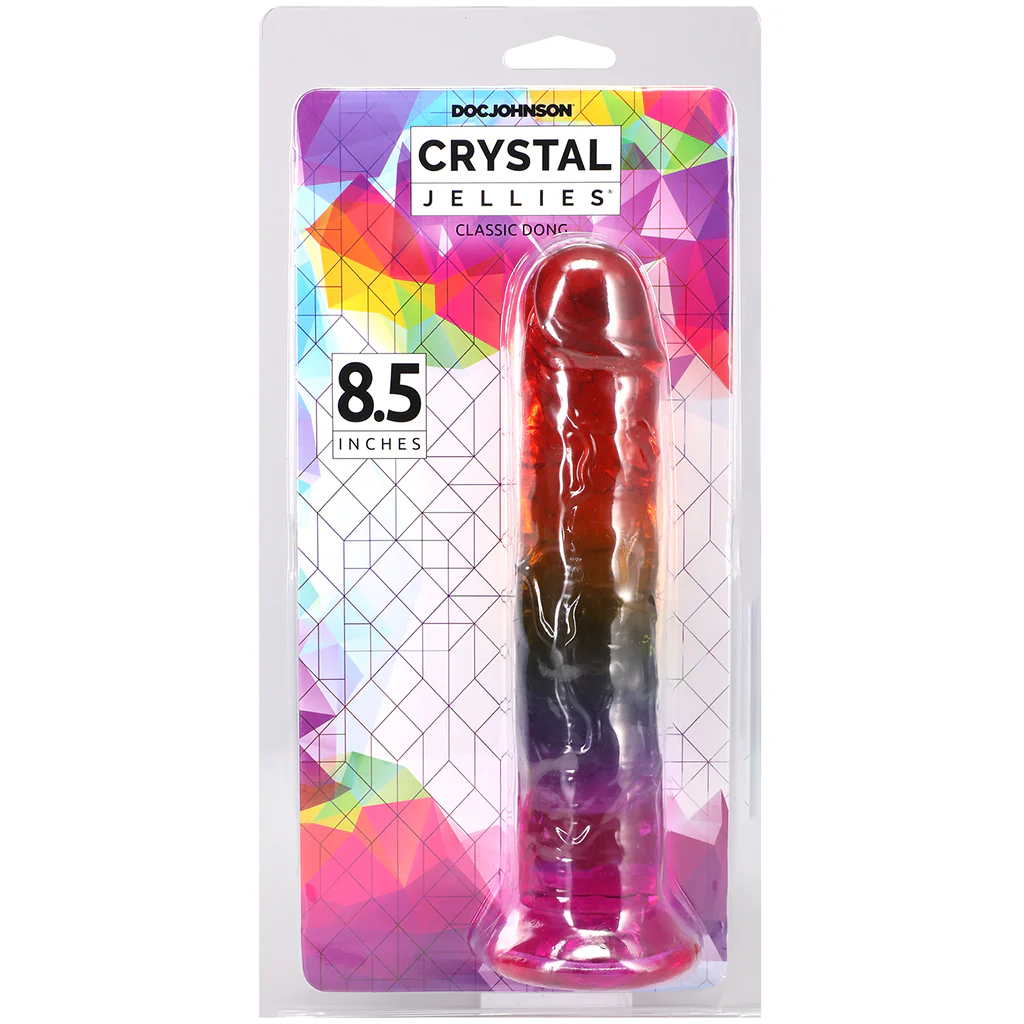 Crystal Jellies 8.5 Inch Classic Dildo in Rainbow - Image 9