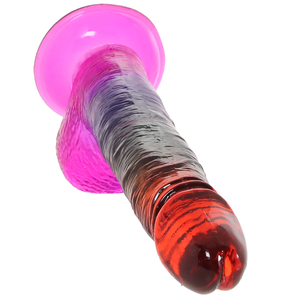 Crystal Jellies 8.5 Inch Cock & Balls Dildo in Rainbow - Image 2