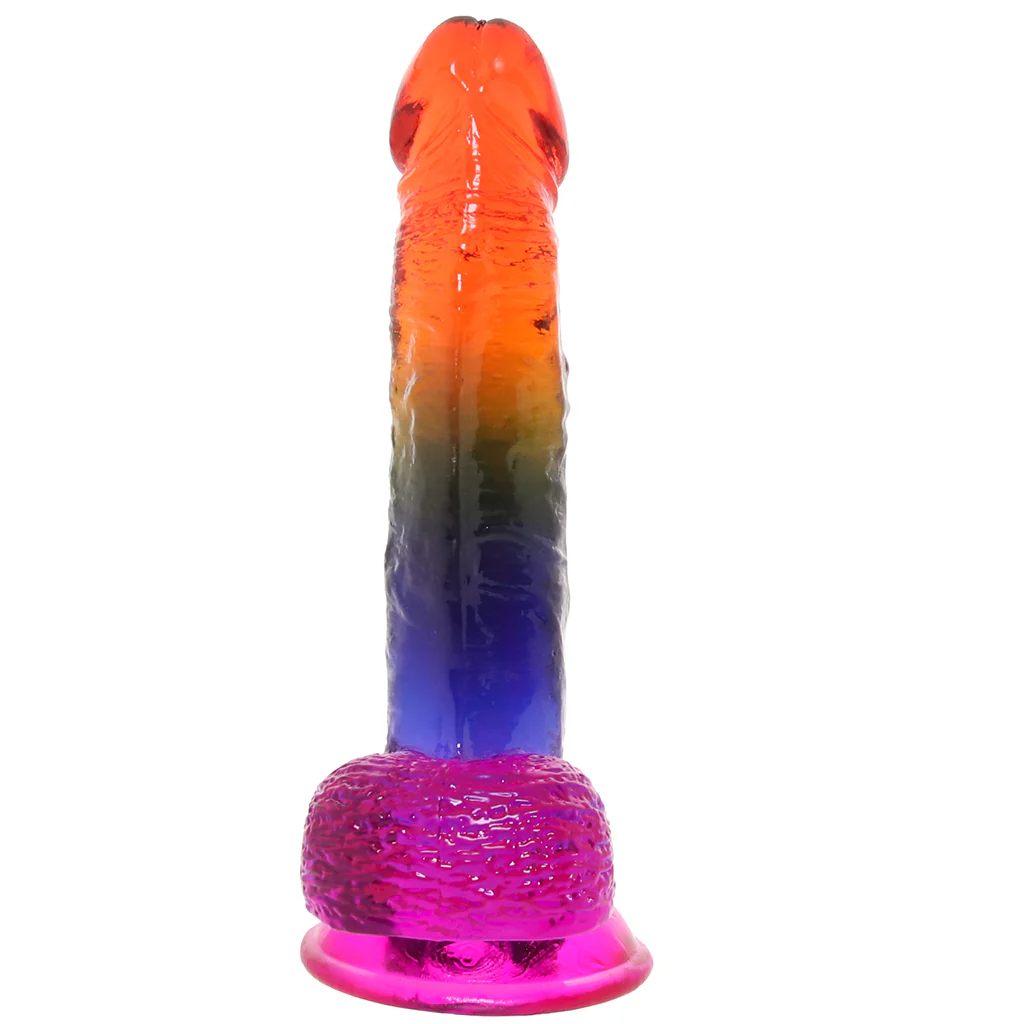 Crystal Jellies 8.5 Inch Cock & Balls Dildo in Rainbow - Image 3