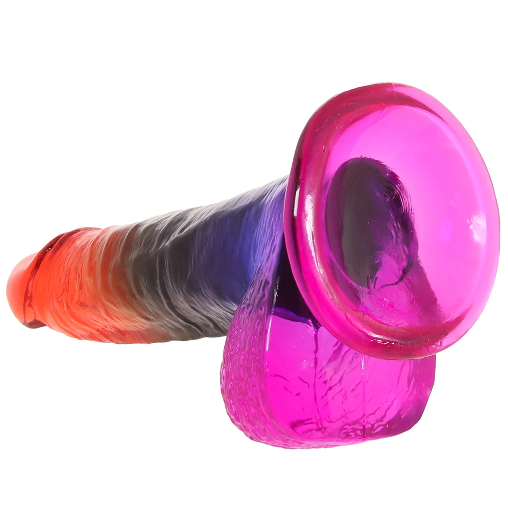 Crystal Jellies 8.5 Inch Cock & Balls Dildo in Rainbow - Image 5