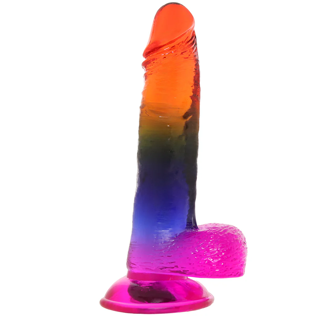 Crystal Jellies 8.5 Inch Cock & Balls Dildo in Rainbow - Image 7