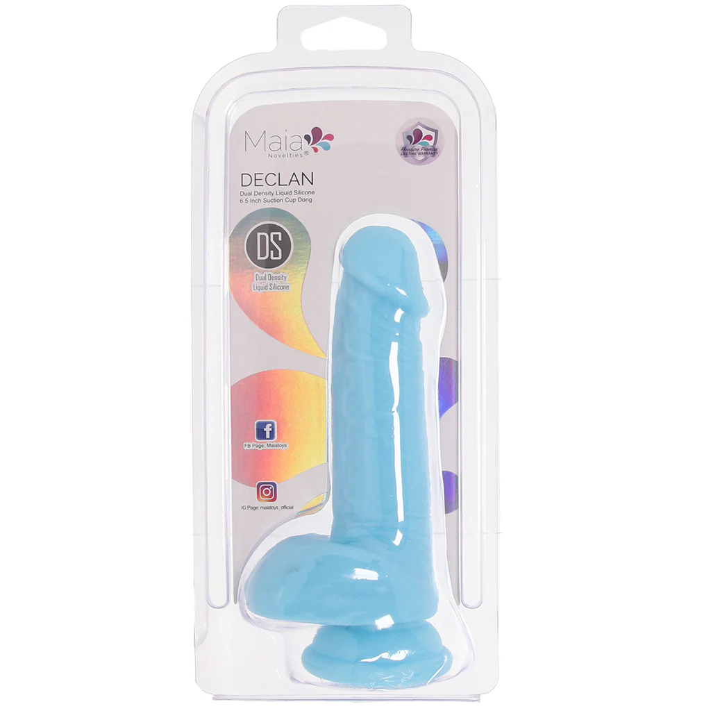Declan 6.5 Inch Silicone Dildo in Blue - Image 9