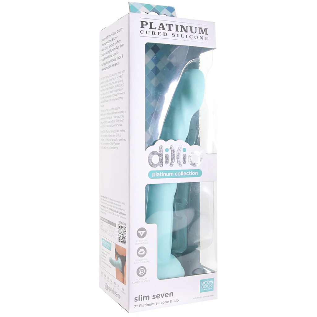 Dillio Platinum Slim Seven Dildo in Teal - Image 6