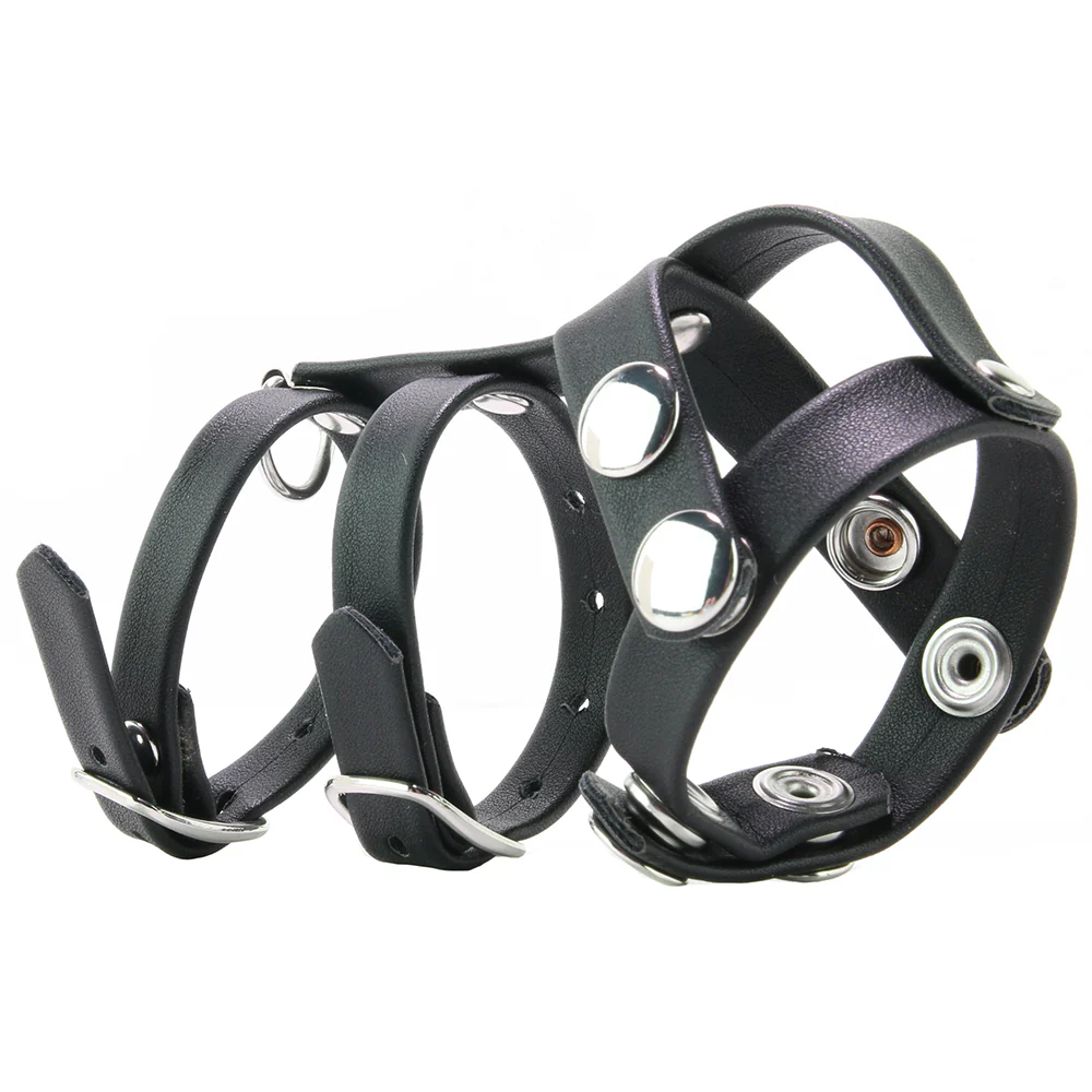 Blue Line Double Cock and Ball Strap with Leash Lead - Image 2