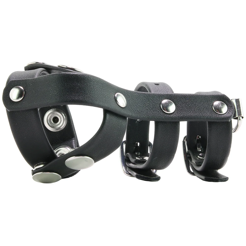 Blue Line Double Cock and Ball Strap with Leash Lead - Image 5
