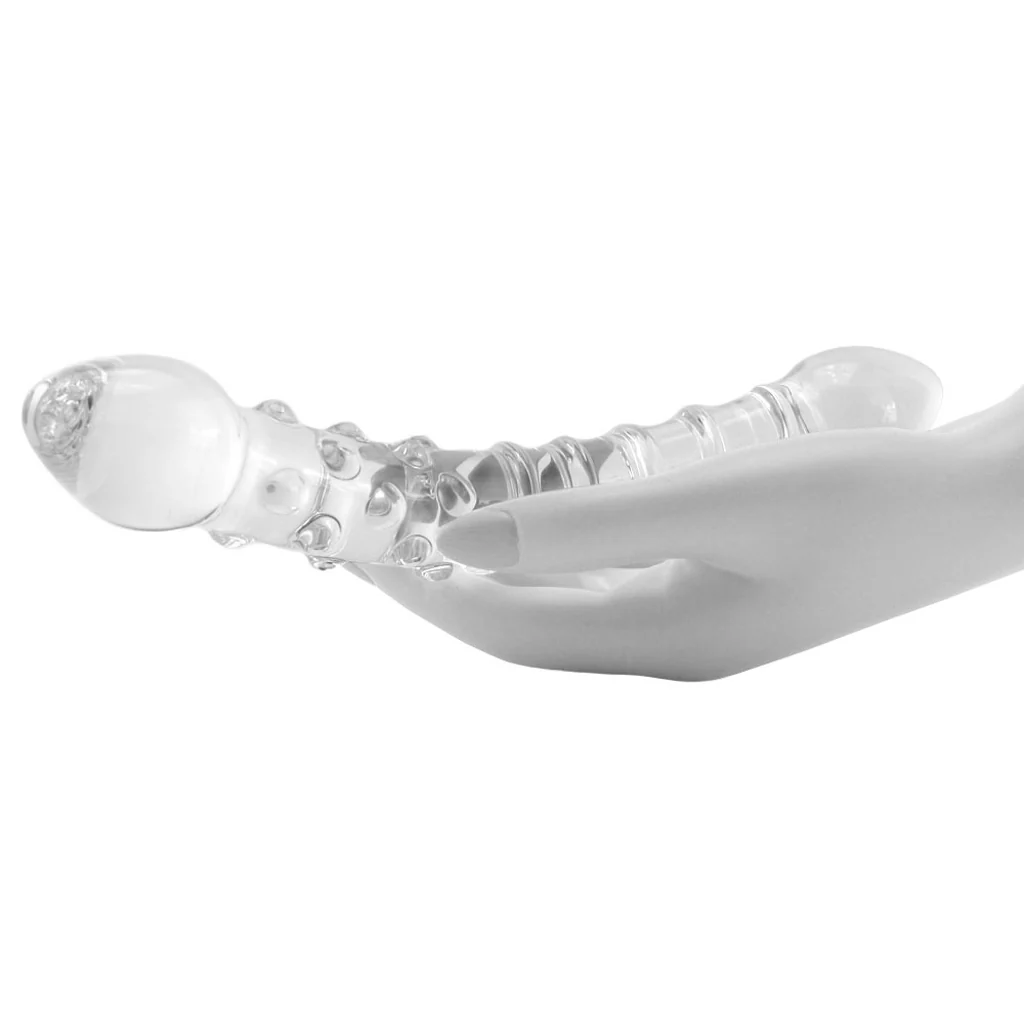gläs Double Trouble Ridged Glass Dildo - Image 4