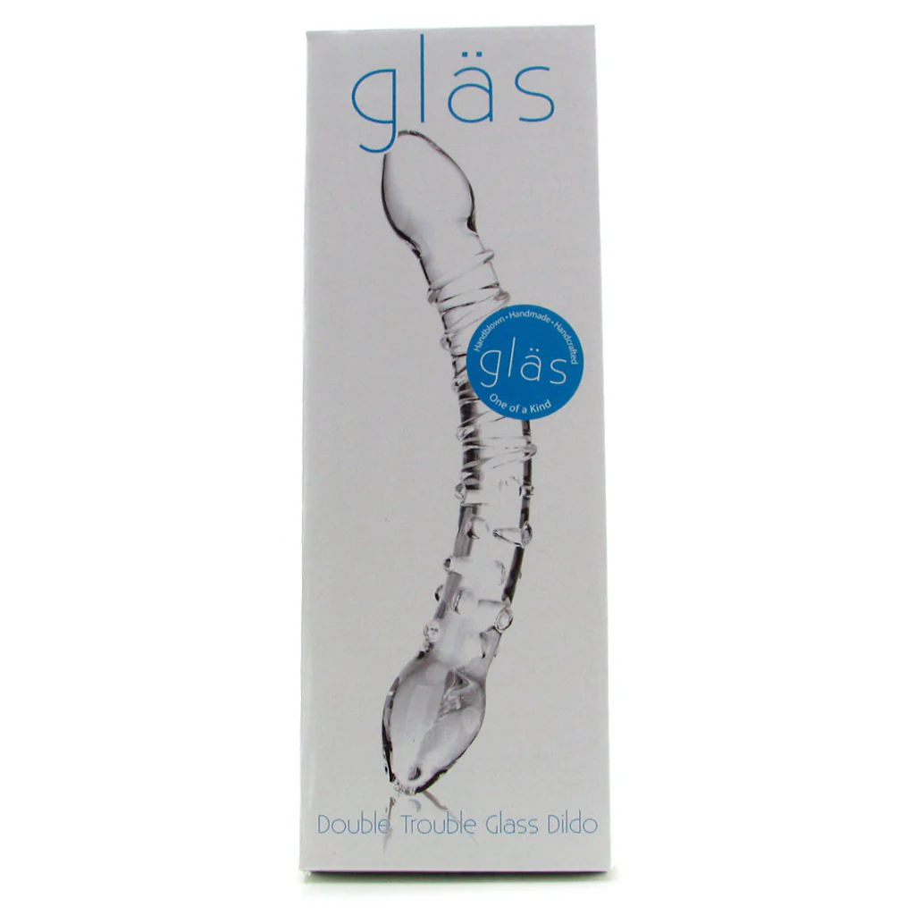 gläs Double Trouble Ridged Glass Dildo - Image 6