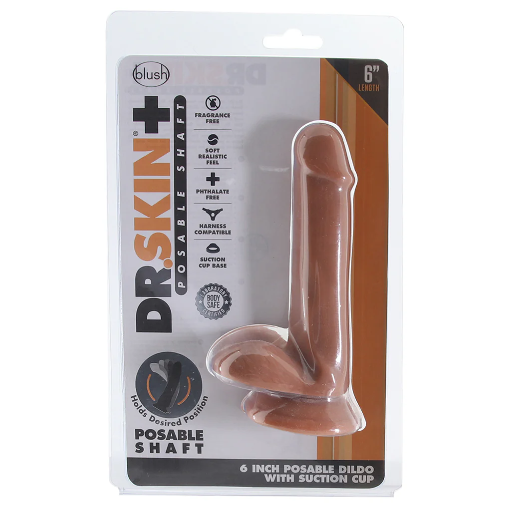 Dr. Skin Plus 6 Inch Posable Dildo in Mocha - Image 6