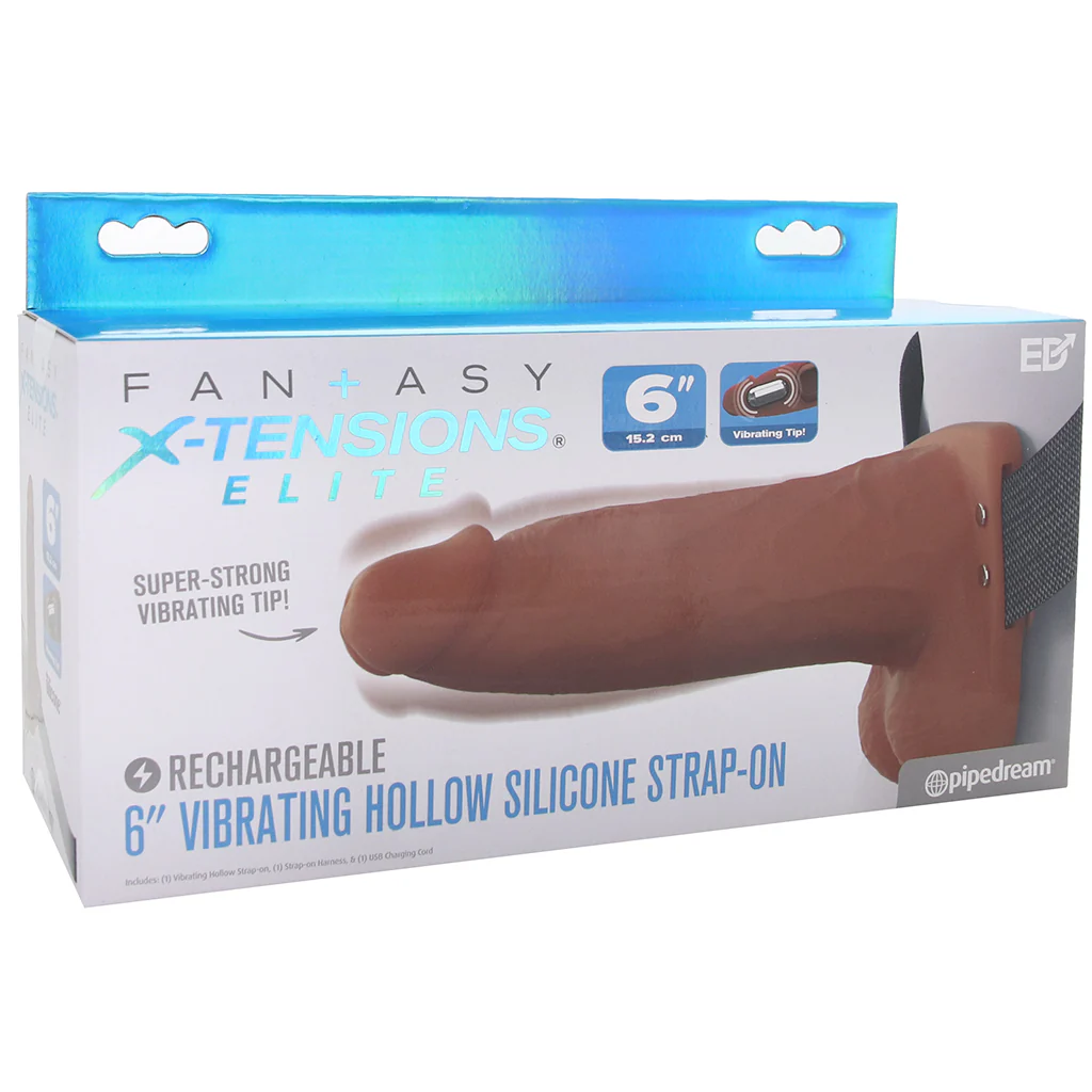 Fantasy X-tensions 6 Inch Hollow Strap-On Vibe in Brown - Image 9