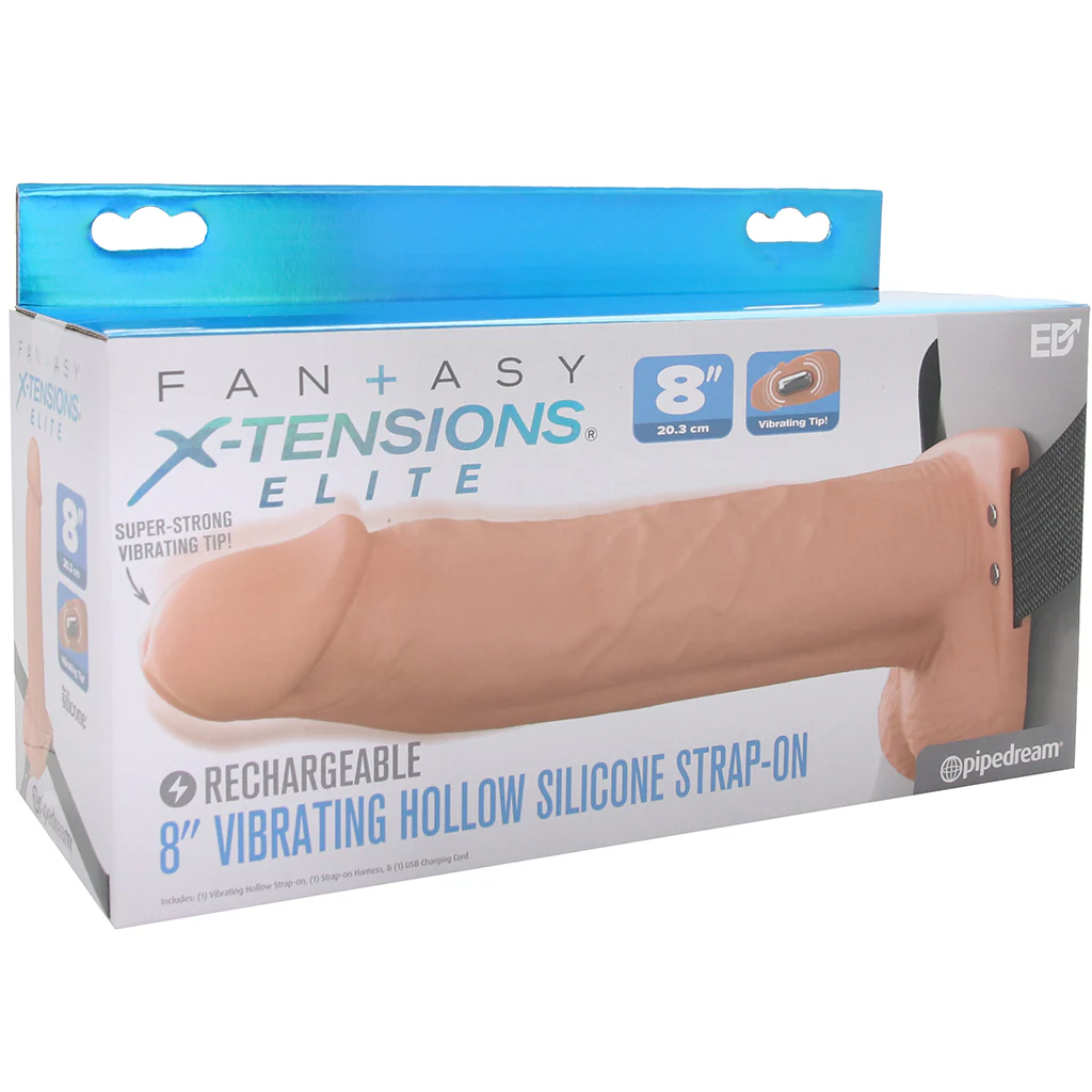 Fantasy X-tensions 8 Inch Hollow Strap-On Vibe in Light - Image 9