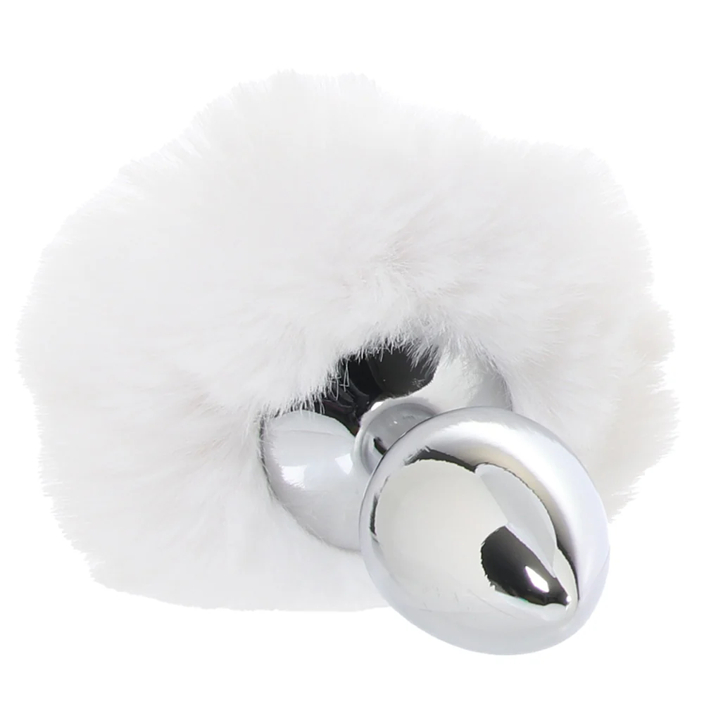 Gemsations 3 Inch Bunny Tail Butt Plug in Silver - Image 2