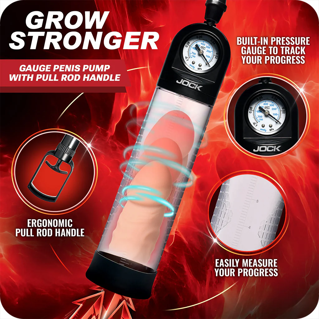 Jock Pump Up Pull Rod Penis Pump with Pressure Gauge - Image 8