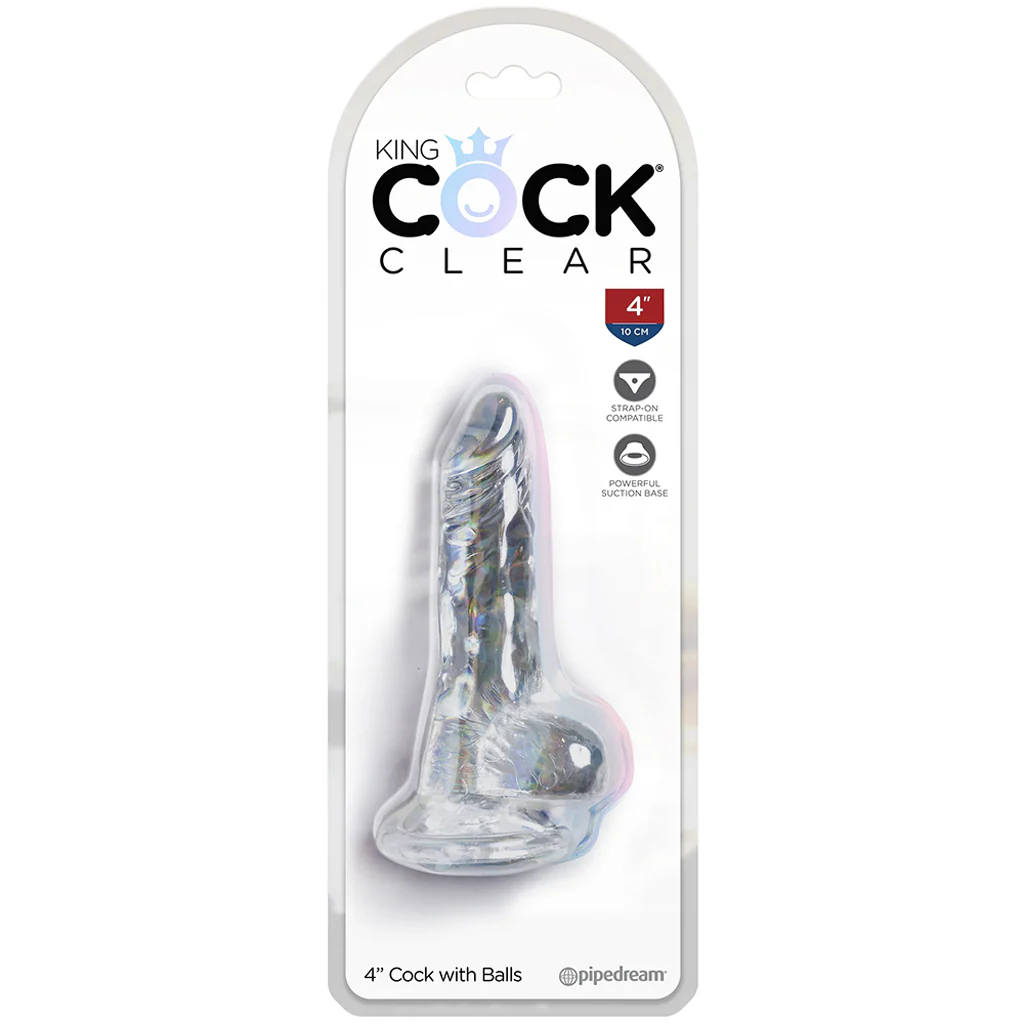 King Cock 4 Inch Ballsy Dildo in Clear - Image 6