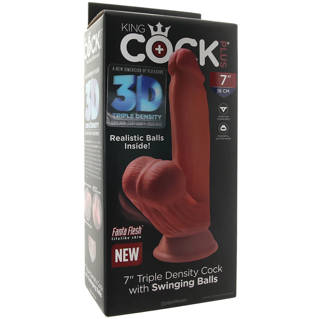 King Cock Plus 7 Inch 3D Cock with Swinging Balls in Tan - Image 6