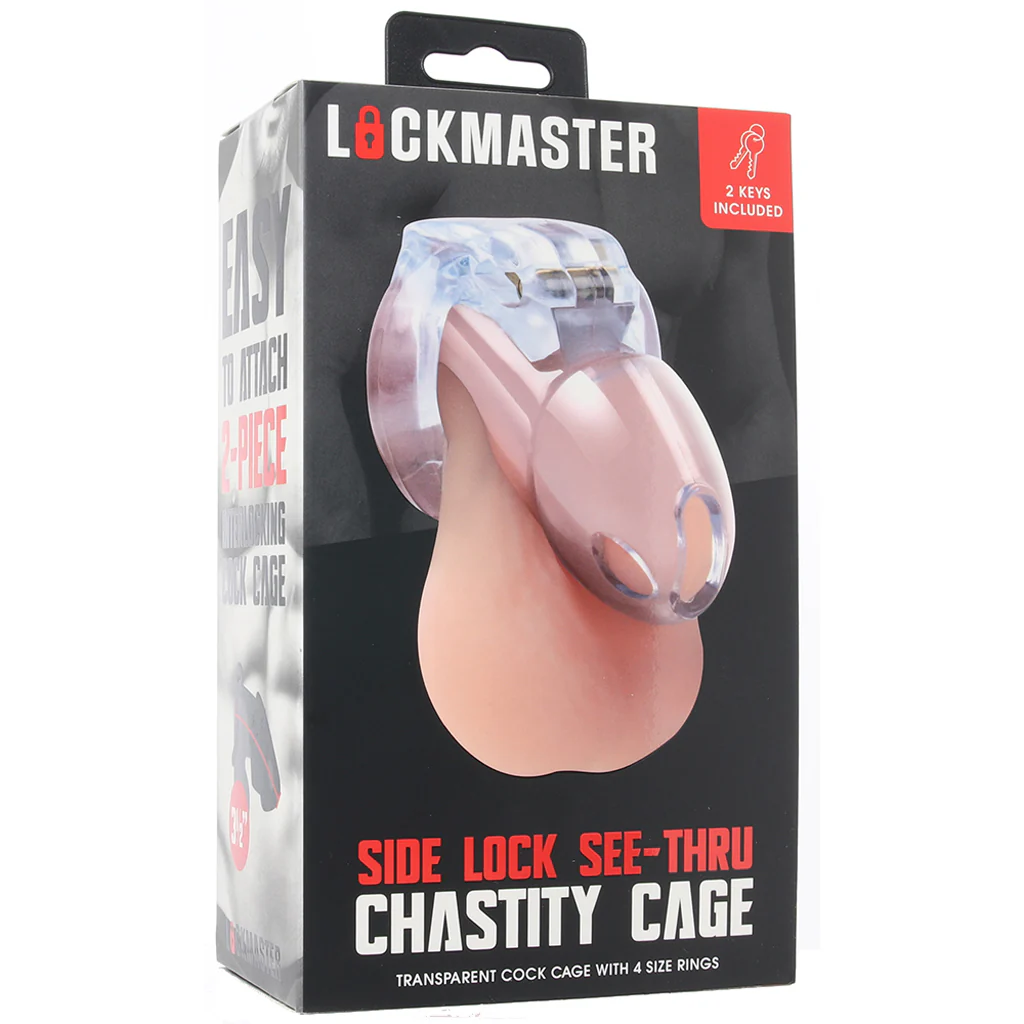 Lockmaster 3.5 Inch See-Thru Side Lock Chastity Cage - Image 6