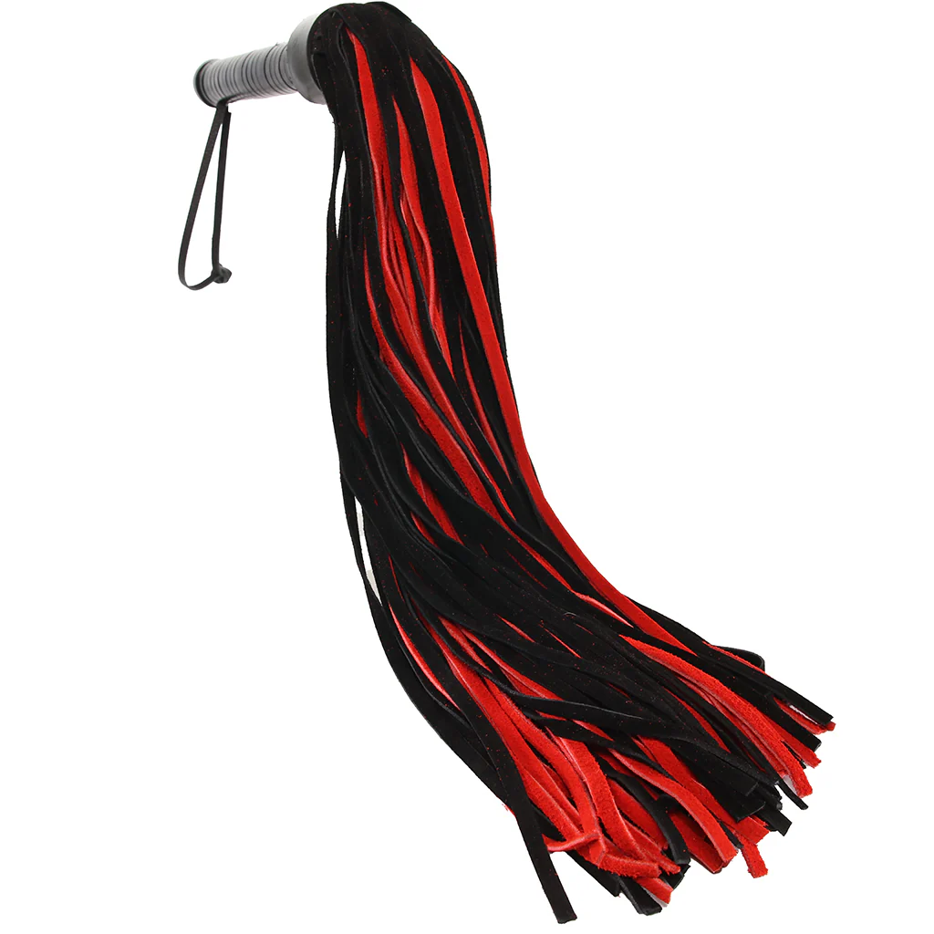 Long Suede Flogger in Black & Red - Image 6