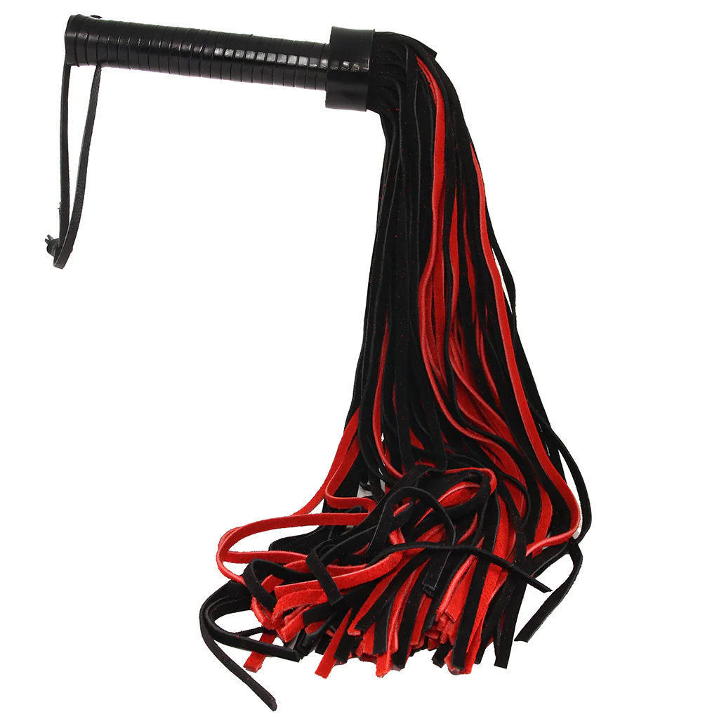 Long Suede Flogger in Black & Red - Image 7