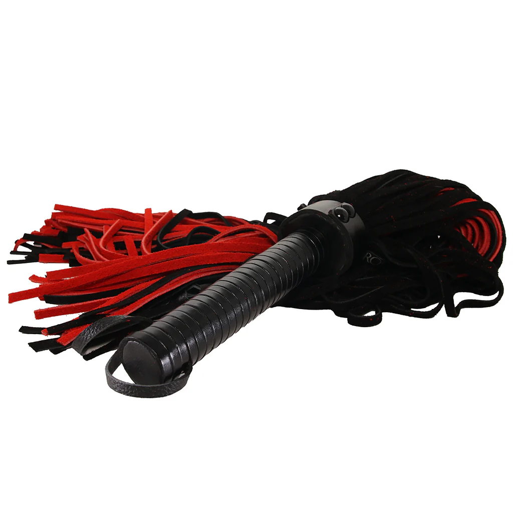 Long Suede Flogger in Black & Red - Image 8