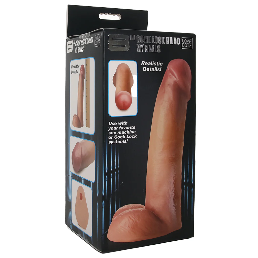 LoveBotz 8 Inch Cock Lock Dildo with Balls in Light - Image 9