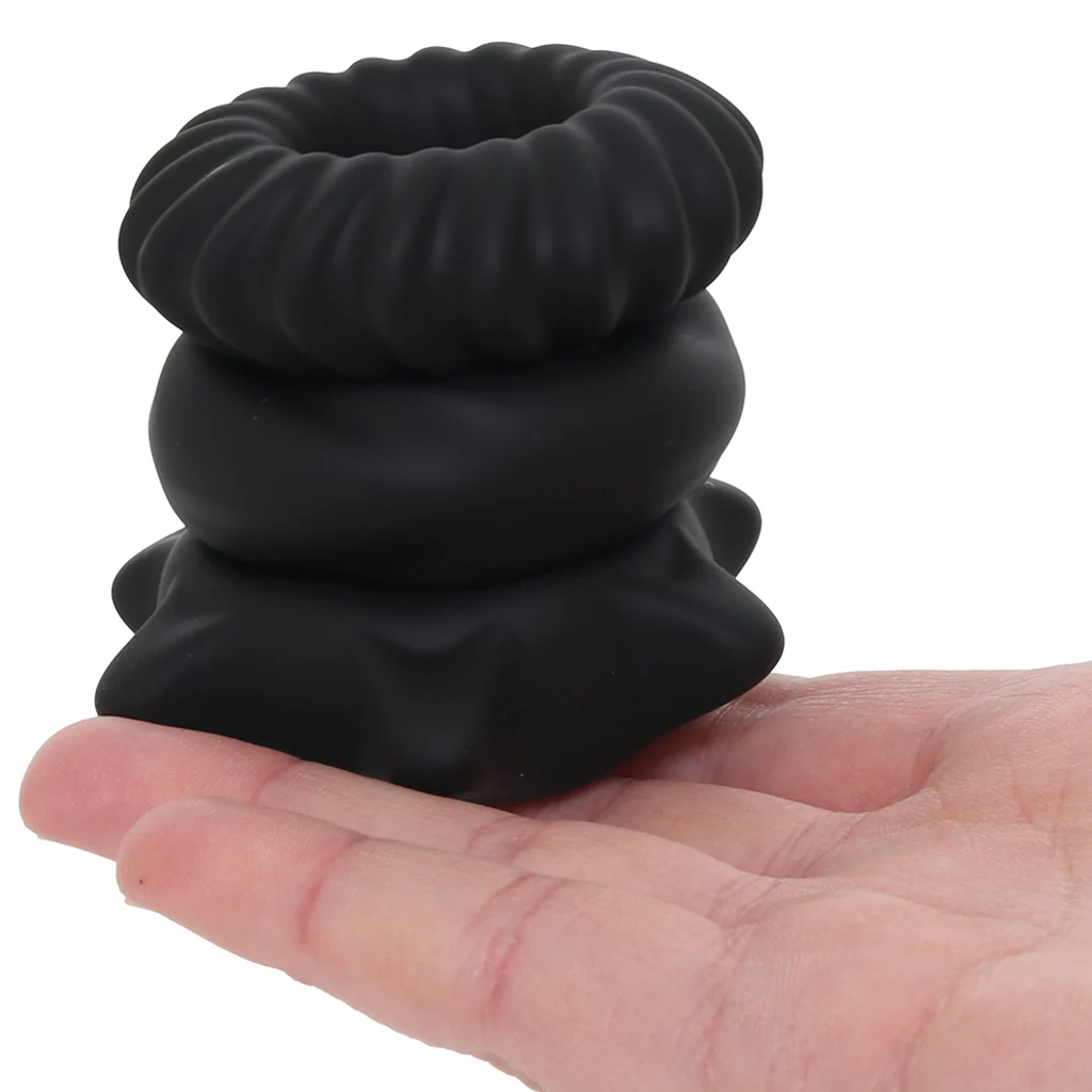 Manzo Liquid Silicone Ring Set in Black - Image 4
