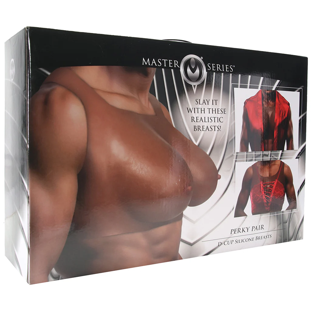 Master Series Perky Pair D-Cup Silicone Breasts in Dark - Image 6