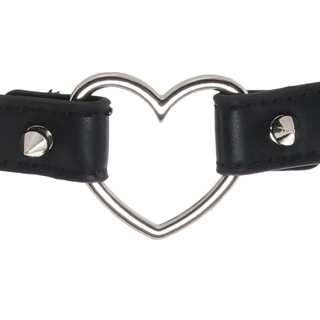 Master Series Spiked Heart Choker in Black - Image 3