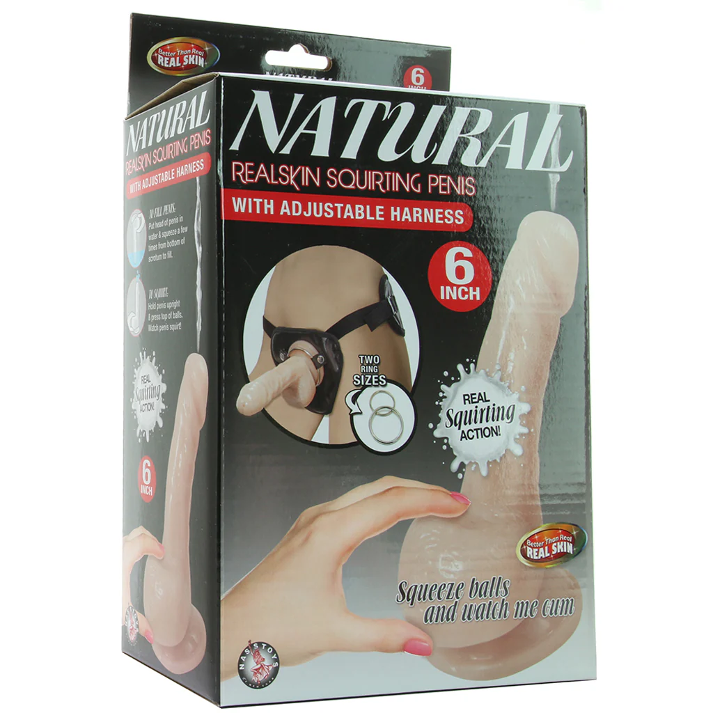 Natural Realskin 6 Inch Squirting Cock & Harness in Vanilla - Image 6