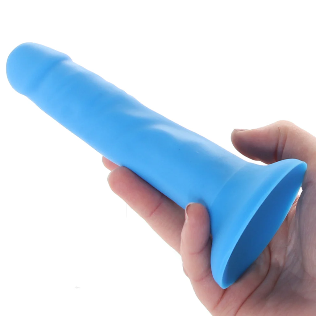 Neo Elite 6 Inch Silicone Dual Density Cock in Blue - Image 4