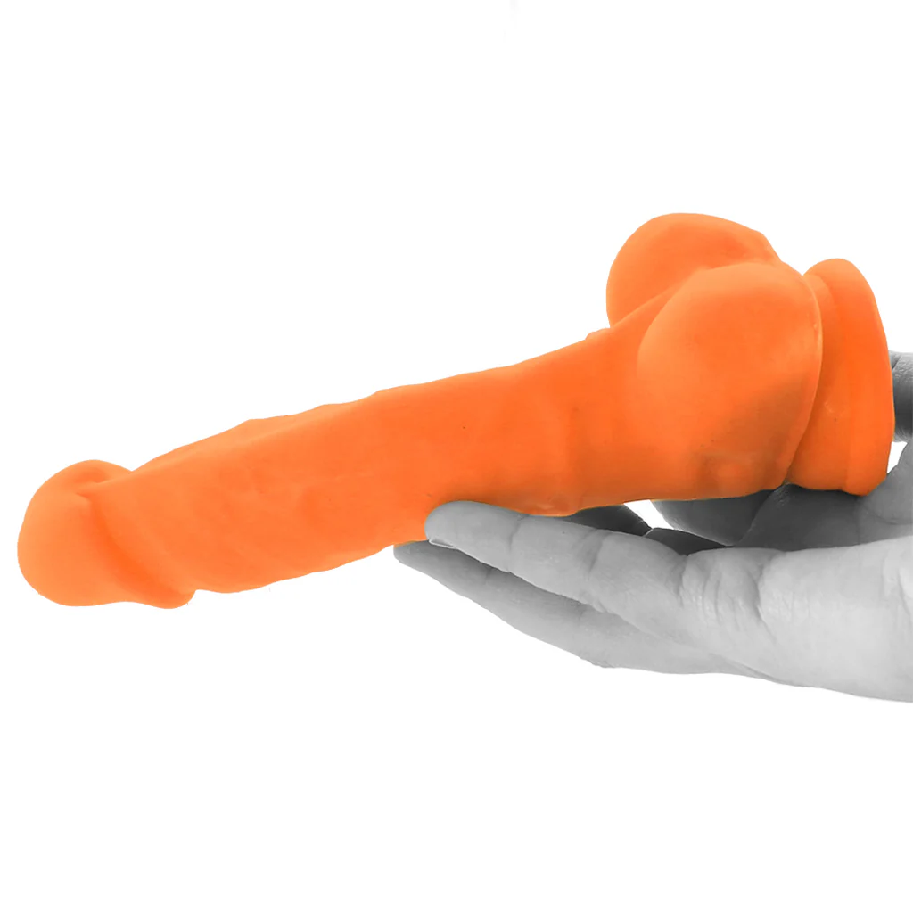 Neo Elite 7.5 Inch Dual Density Silicone Cock in Orange - Image 4