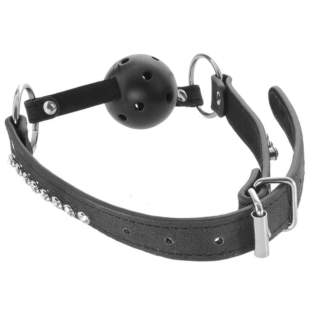Ouch! Breathable Ball Gag with Diamond Studded Straps - Image 5